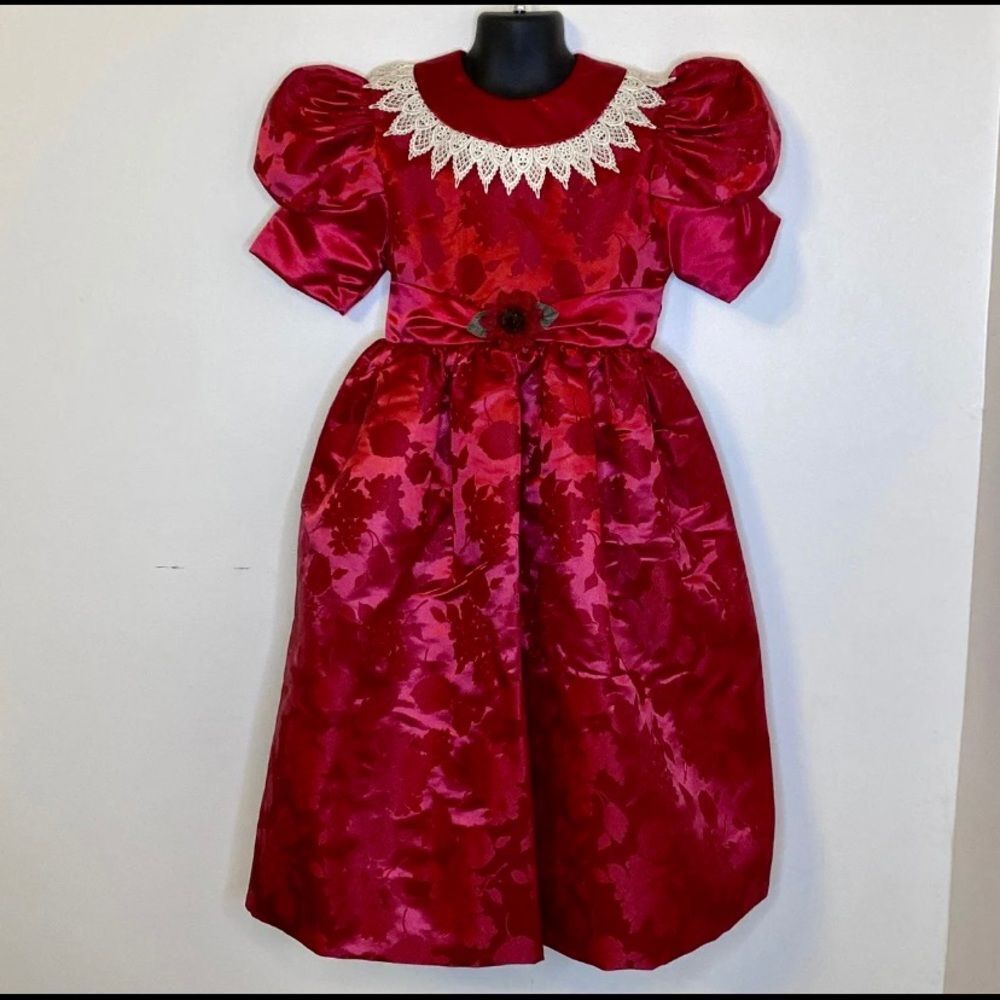 Vintage 1990s Jayne Copeland Floral Brocade Holiday Dress‎